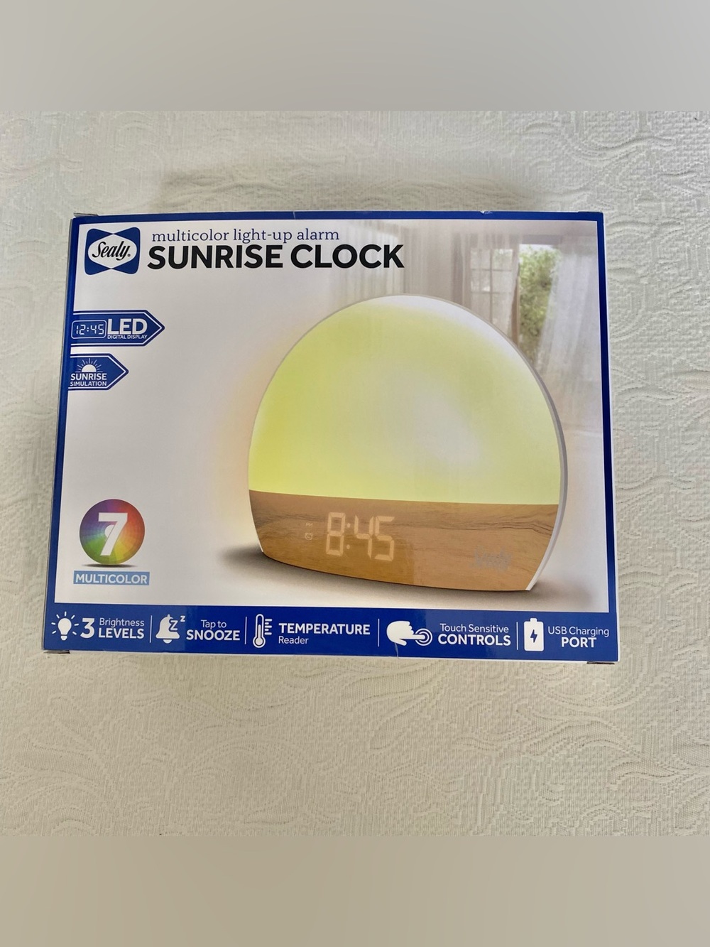 Sealy Sunrise Clock with Multicolor Light-Up Alarm